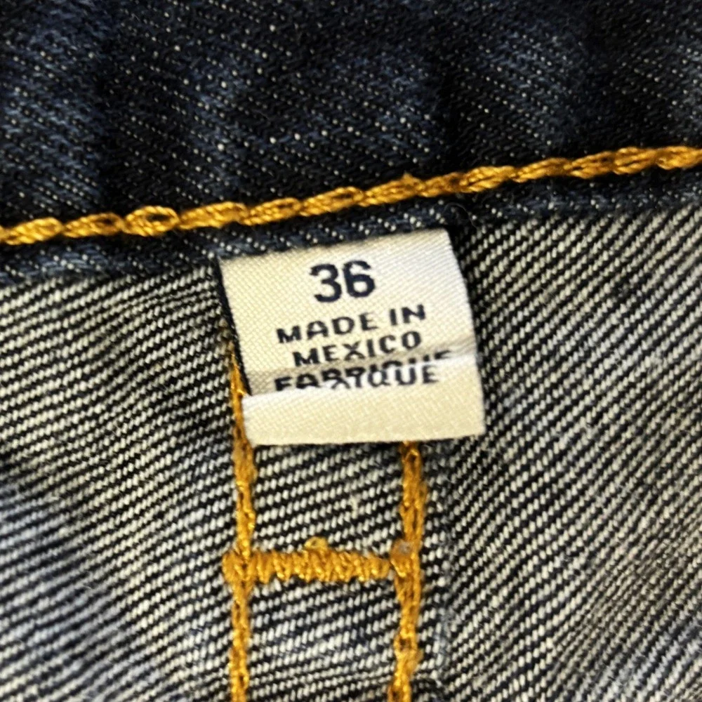 True Religion Straight Leg Jeans Mens 36 Dark Wash Denim Flap Pocket Indigo Y2K
